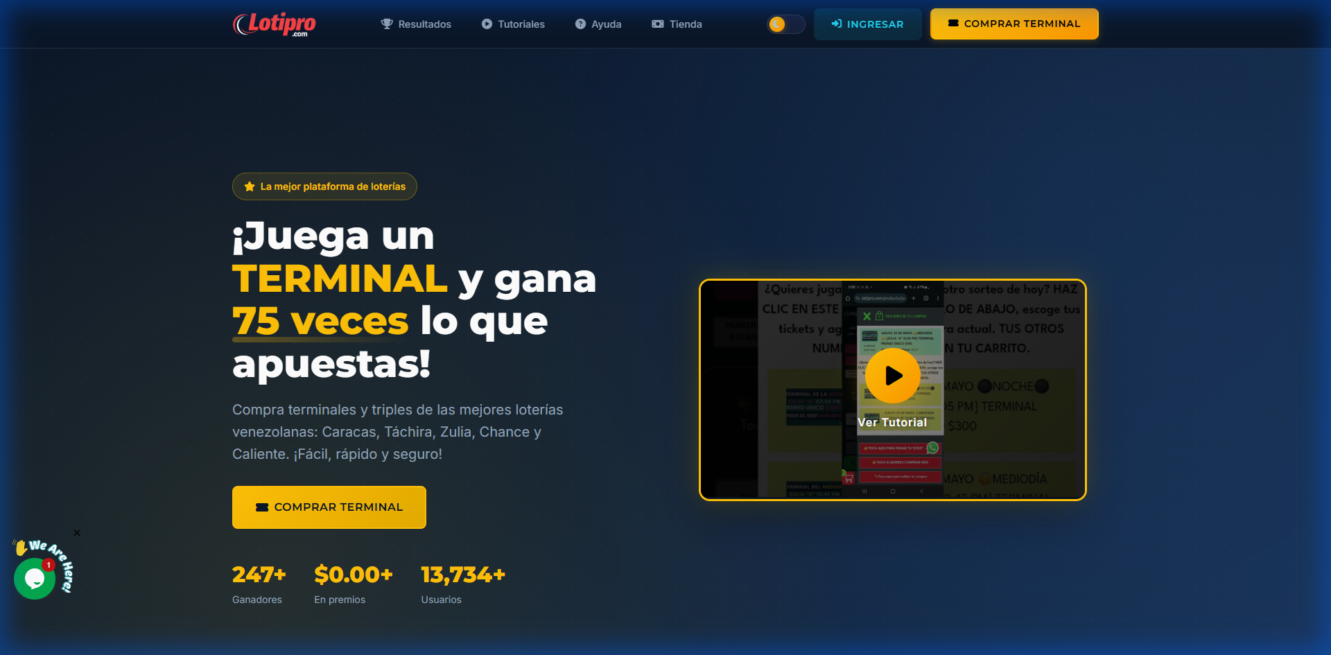 Menú de navegación de LotiPro