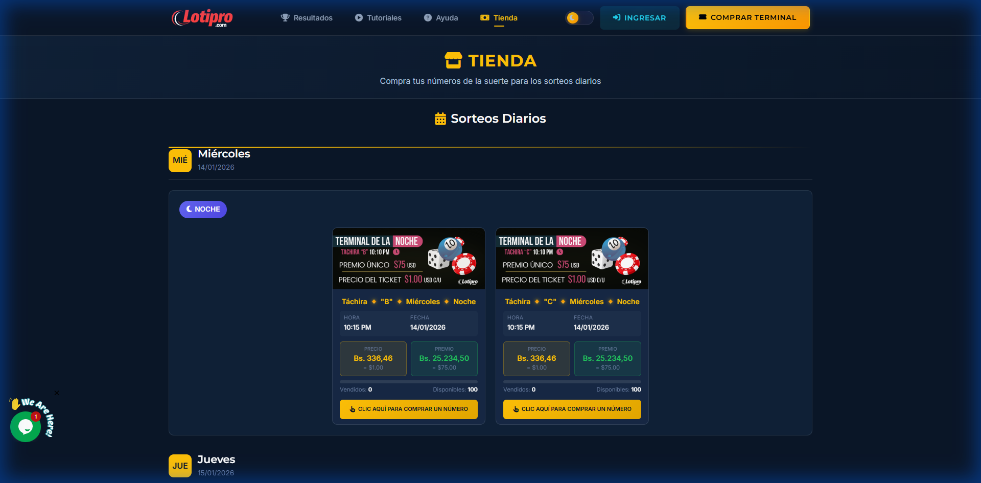 Tienda de tickets de LotiPro