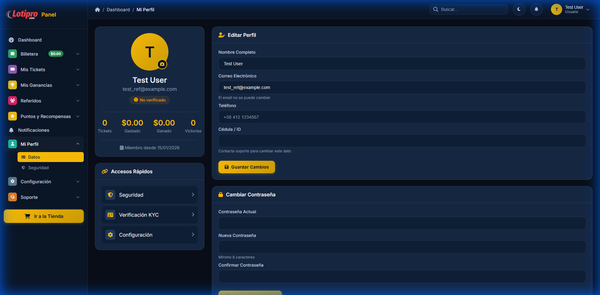 Configuración del perfil