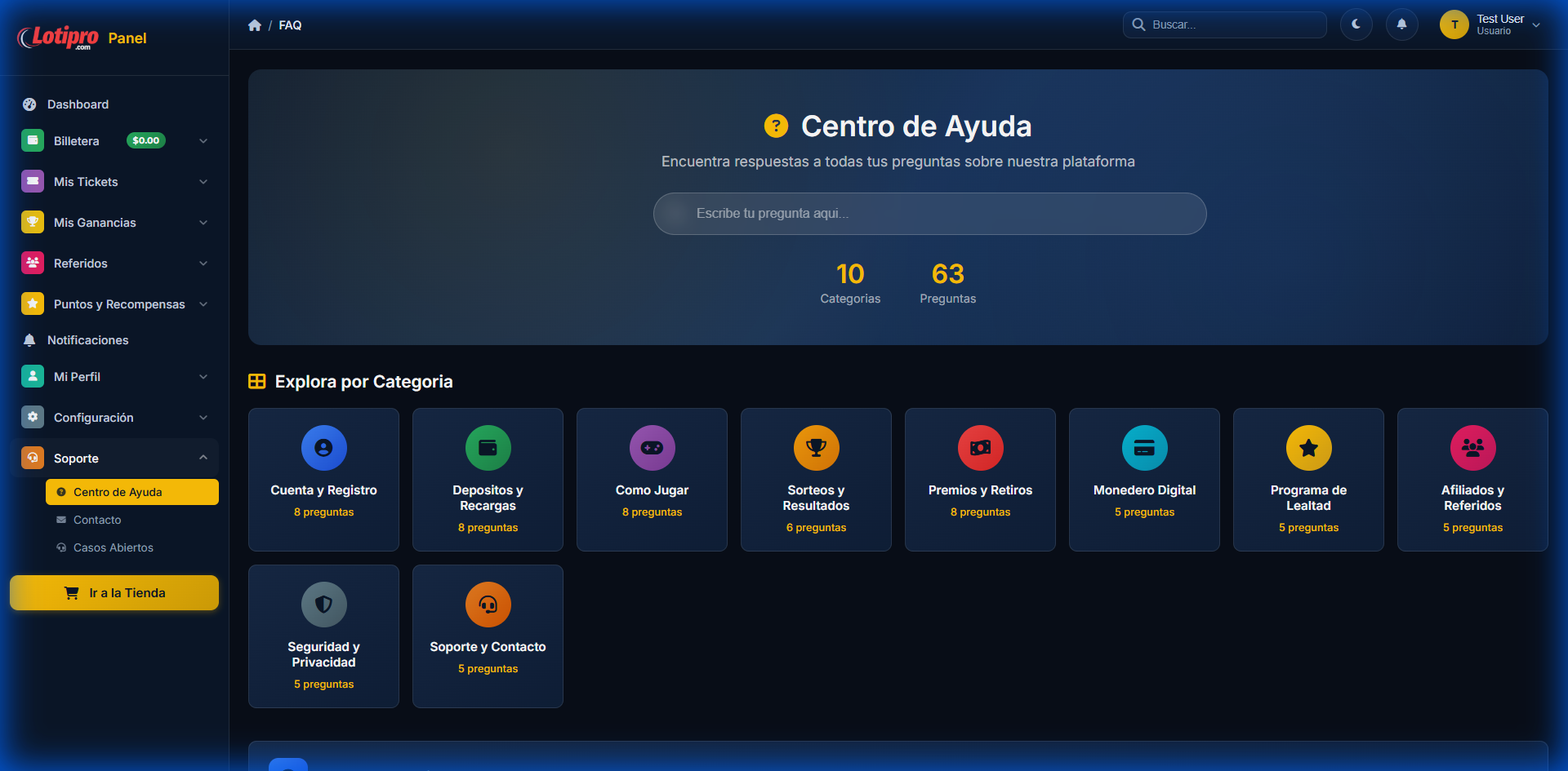 Centro de Ayuda FAQ