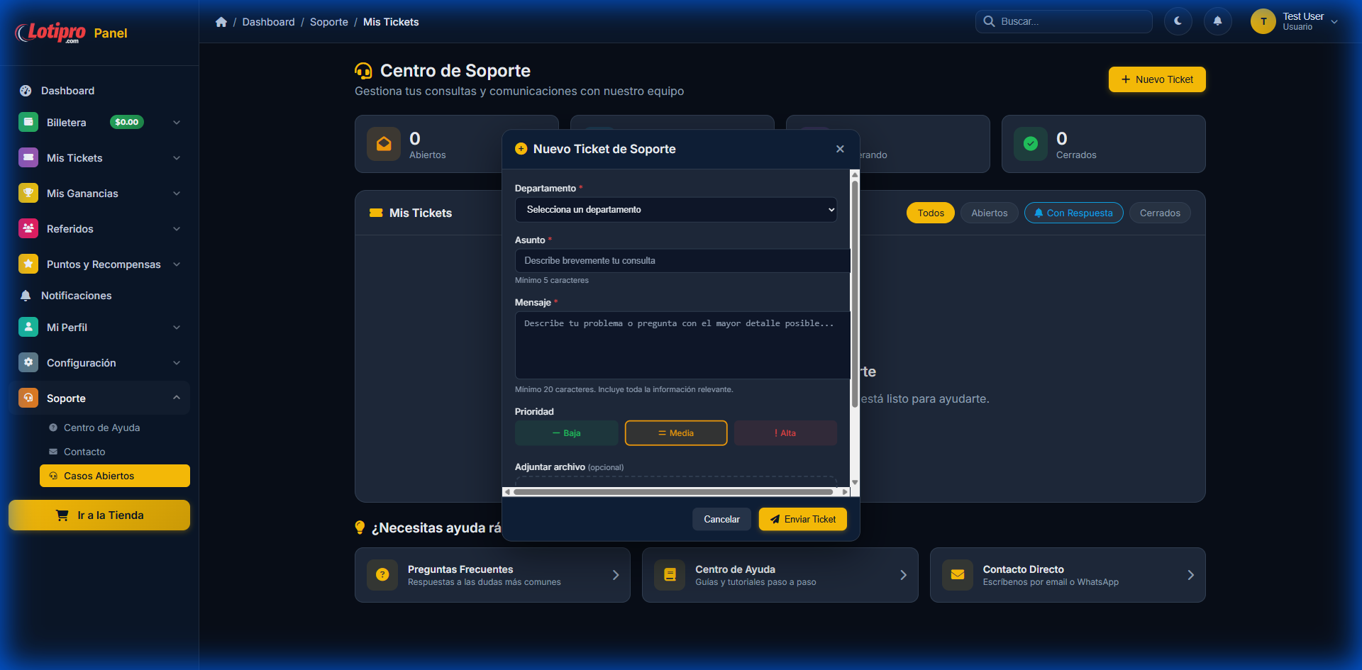 Formulario de ticket